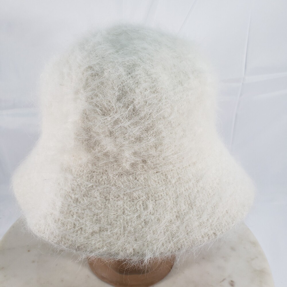 Angora Wool Bucket Hat Fresh Ivory Color Cap Cloche OS Women's